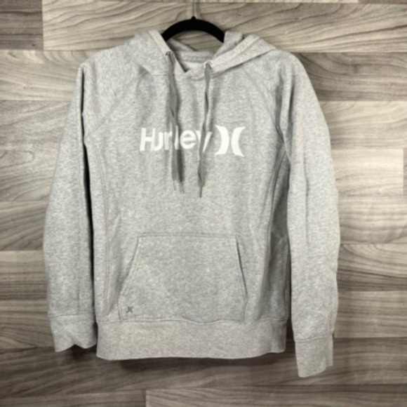 Hurley Tops - Hurley Womens Teens Youth‎ Hoodie Sweatshirt Gray Heathered Spell Out Pullover S